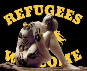 Refugees Welcome and lady