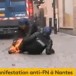 Manif d’extrême gauche anti-Le Pen à Nantes: Les images impressionnantes d’un CRS touché par un cocktail Molotov, la jambe en feu (Vidéo)