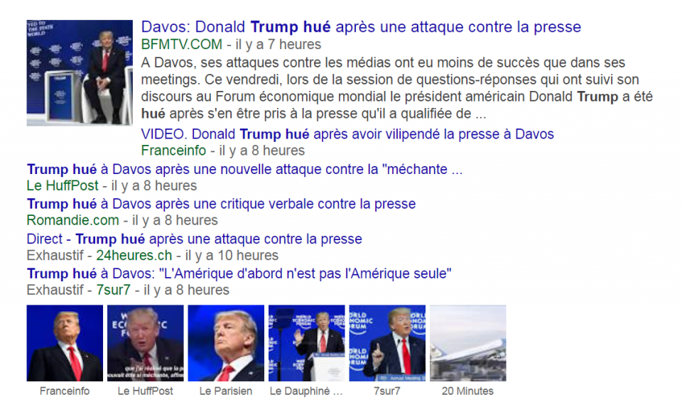 Trump hué fake news