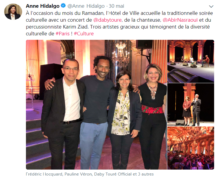Paris : la socialiste Anne Hidalgo organise à l'Hôtel de Ville la « traditionnelle soirée culturelle » à l'occasion du Ramadan. - Les Observateurs