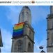 Zurich : Des manifestants contre l’homophobie utilisent une église pour y placer leur drapeau.