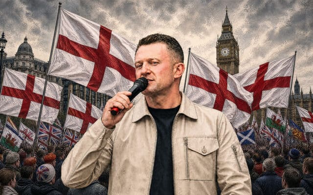 Plusieurs dizaines de milliers de personnes se sont réunies dans le centre de Londres le samedi 16 mai à l’appel de Tommy Robinson, à l’occasion du rassemblement « Unir le Royaume ».