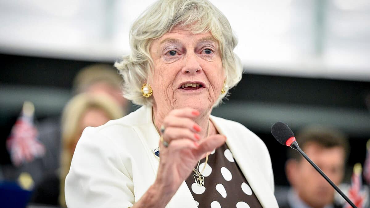 Ann Widdecombe lors d'une session plénière au Parlement européen, en 2019. Photo : © European Parliament
