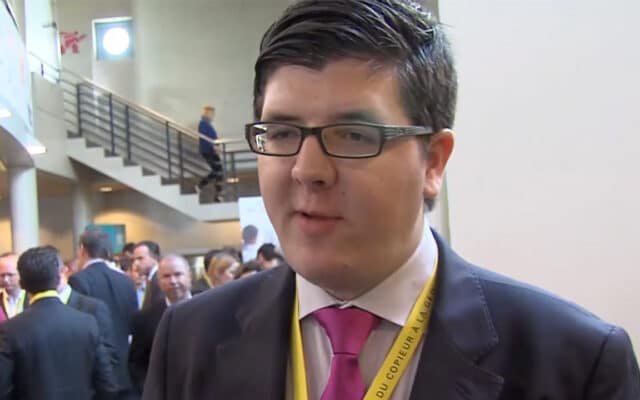 Grégoire Barbey au Forum Economique Romand 2014. Photo : capture d'écran vidéo FOROM (YouTube)